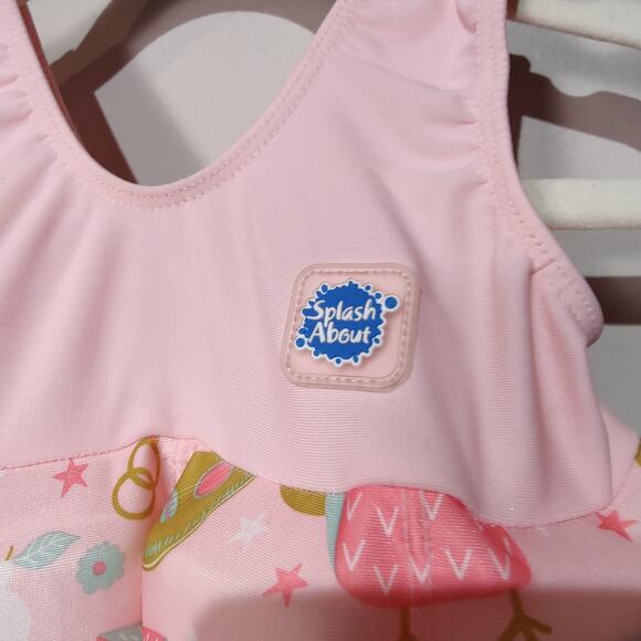 Splash About Baby Girl Sz 1-2 Years Float Suit Pink Owl Cat Swimsuit Life Jacket - Picture 2 of 5
